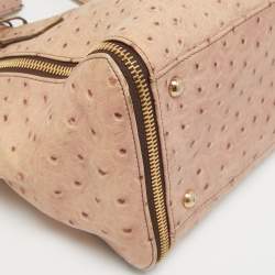 Pre Owned Furla Beige Ostrich Zip Detail Satchel