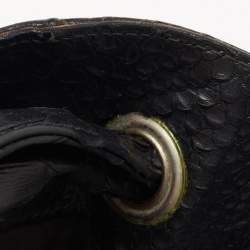 Pre Owned Furla Black Python Embossed Leather Side Bow Hobo