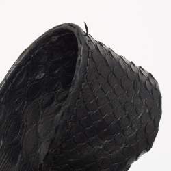 Pre Owned Furla Black Python Embossed Leather Side Bow Hobo