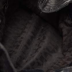 Pre Owned Furla Black Python Embossed Leather Side Bow Hobo