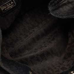 Pre Owned Furla Black Python Embossed Leather Side Bow Hobo