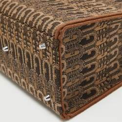 Pre Owned Furla Brown Jacquard Fabric Small Opportunity Tote