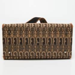 Pre Owned Furla Brown Jacquard Fabric Small Opportunity Tote