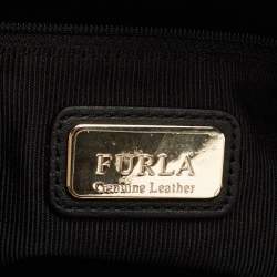 Pre Owned Furla Black Leather Top Zip Tote