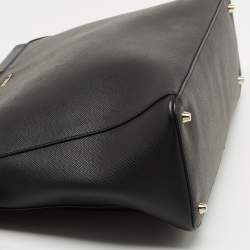 Pre Owned Furla Black Leather Top Zip Tote