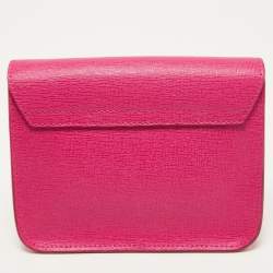 Pre Owned Furla Pink Leather Mini Metropolis Chain Crossbody Bag