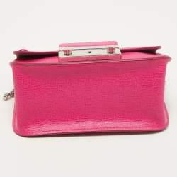 Pre Owned Furla Pink Leather Mini Metropolis Chain Crossbody Bag