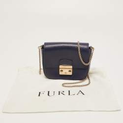 Pre Owned Furla Indigo Leather Mini Metropolis Crossbody Bag