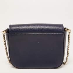 Pre Owned Furla Indigo Leather Mini Metropolis Crossbody Bag