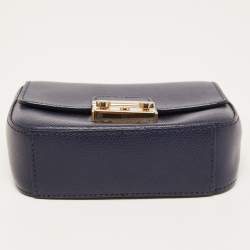 Pre Owned Furla Indigo Leather Mini Metropolis Crossbody Bag