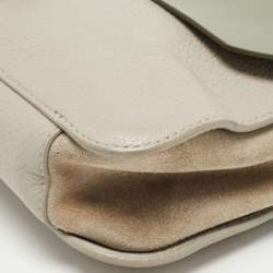 Pre Owned Furla Tri Color Leather and Suede Flair Flap Messenger Bag