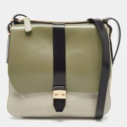 Furla Tri Color Leather and Suede Flair Flap Messenger Bag