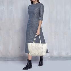 Pre Owned Furla Off White Leather Cut Out Capriccio Tote