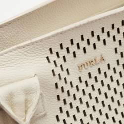 Pre Owned Furla Off White Leather Cut Out Capriccio Tote