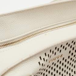 Pre Owned Furla Off White Leather Cut Out Capriccio Tote