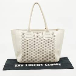 Pre Owned Furla Off White Leather Cut Out Capriccio Tote
