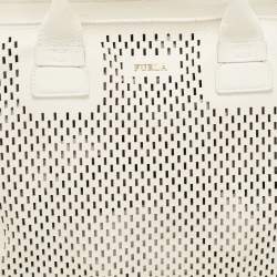 Pre Owned Furla Off White Leather Cut Out Capriccio Tote