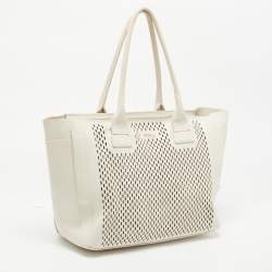 Pre Owned Furla Off White Leather Cut Out Capriccio Tote