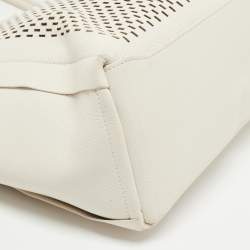 Pre Owned Furla Off White Leather Cut Out Capriccio Tote