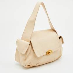 Pre Owned Furla Peach Leather Flap Bag