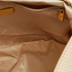 Pre Owned Furla Peach Leather Flap Bag