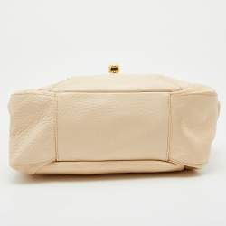 Pre Owned Furla Peach Leather Flap Bag