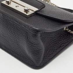 Furla Black Leather Mini Metropolis Chain Crossbody Bag