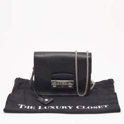 Furla Black Leather Mini Metropolis Chain Crossbody Bag