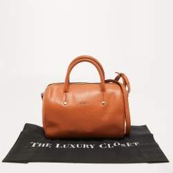 Pre Owned Furla Slight Orange Leather Alissa Boston Satchel