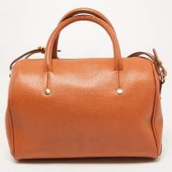 Pre Owned Furla Slight Orange Leather Alissa Boston Satchel