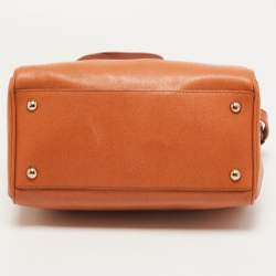 Pre Owned Furla Slight Orange Leather Alissa Boston Satchel