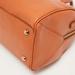Pre Owned Furla Slight Orange Leather Alissa Boston Satchel