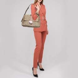 Furla Beige/Brown Signature Jacquard Canvas and Leather Charlie Shoulder Bag