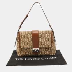 Furla Beige/Brown Signature Jacquard Canvas and Leather Charlie Shoulder Bag