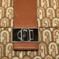 Furla Beige/Brown Signature Jacquard Canvas and Leather Charlie Shoulder Bag