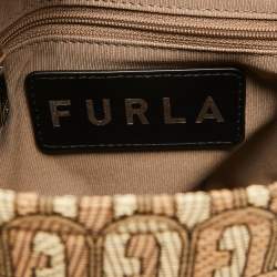 Furla Beige/Brown Signature Jacquard Canvas and Leather Charlie Shoulder Bag