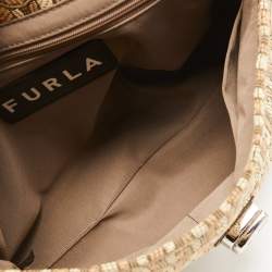 Furla Beige/Brown Signature Jacquard Canvas and Leather Charlie Shoulder Bag