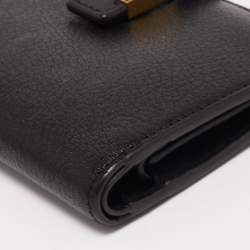 Furla Black Leather Stud Flap Compact Wallet