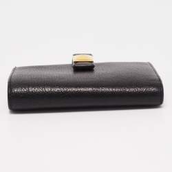 Furla Black Leather Stud Flap Compact Wallet