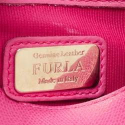 Pre Owned Furla Pink Leather and Shearling Effect Mini Metropolis Chain Crossbody Bag