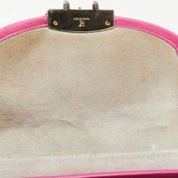 Pre Owned Furla Pink Leather and Shearling Effect Mini Metropolis Chain Crossbody Bag