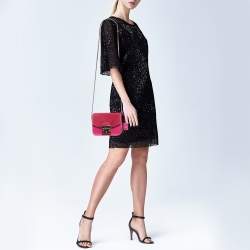 Pre Owned Furla Pink Leather and Shearling Effect Mini Metropolis Chain Crossbody Bag