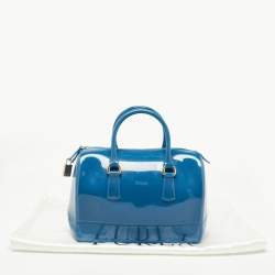 Pre Owned Furla Teal Rubber Candy Satchel