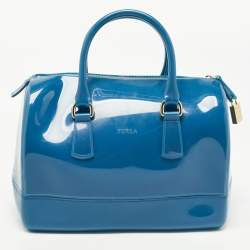 Pre Owned Furla Teal Rubber Candy Satchel