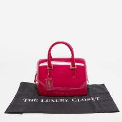 Pre Owned Furla Magenta Rubber Small Candy Satchel