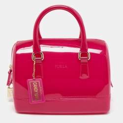 Furla Magenta Rubber Small Candy Satchel