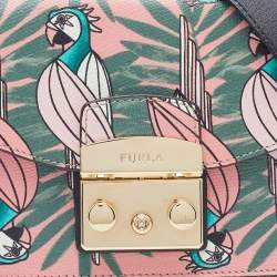 Pre Owned Furla Multicolour Printed Leather Mini Metropolis Crossbody Bag