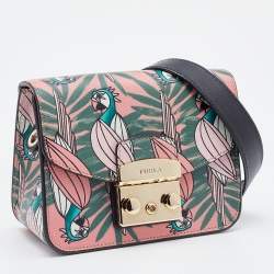 Pre Owned Furla Multicolour Printed Leather Mini Metropolis Crossbody Bag