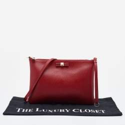 Pre Owned Furla Red Leather Zip Crossbody Bag