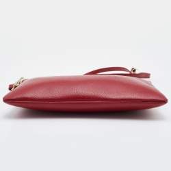 Pre Owned Furla Red Leather Zip Crossbody Bag